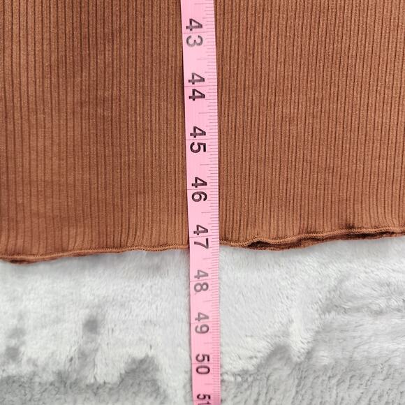 Ultra Flirt Dress Womens L Brown Ribbed Milkmaid Spaghetti Strap Bodycon Maxi - Picture 8 of 9